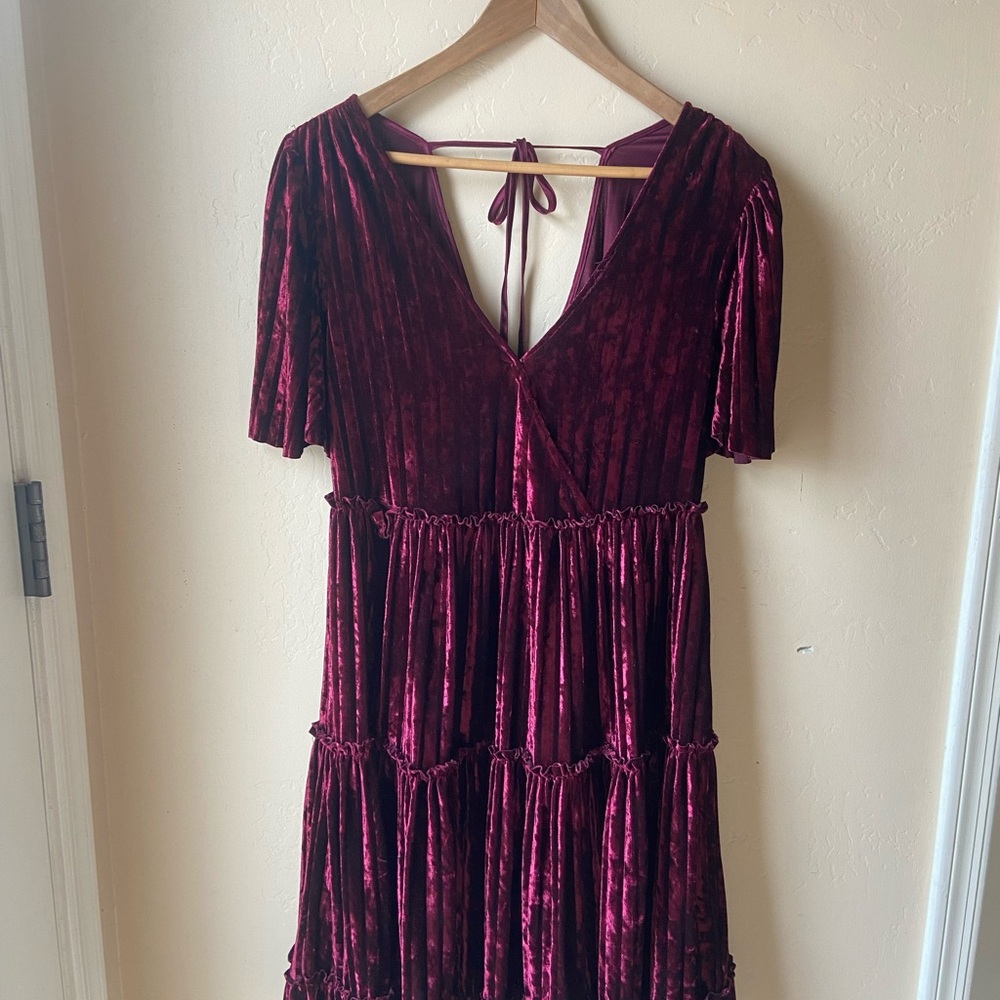 New York & Company Deep Red Velvet Dress